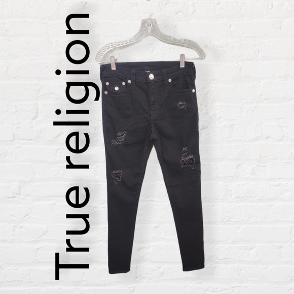 True Religion Denim - True Religion Black Distressed Skinny Jeans